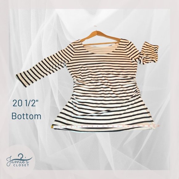 White House Black Market Striped Boat Neck Blouse Size Large GUC - Picture 4 of 9